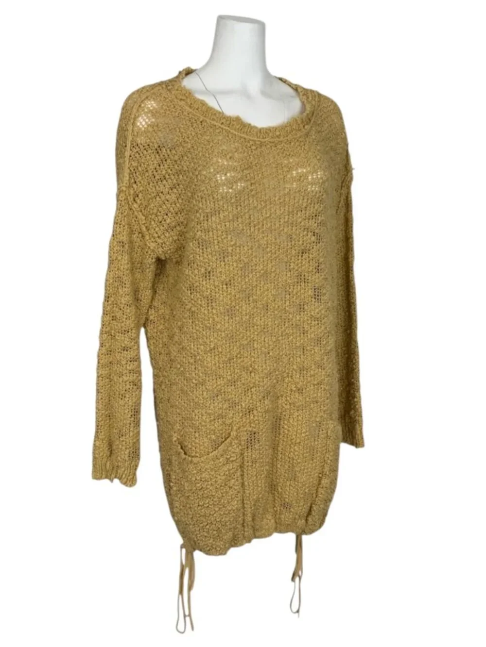Free People FP Beach Crochet Sweater M Beige Long Sleeve